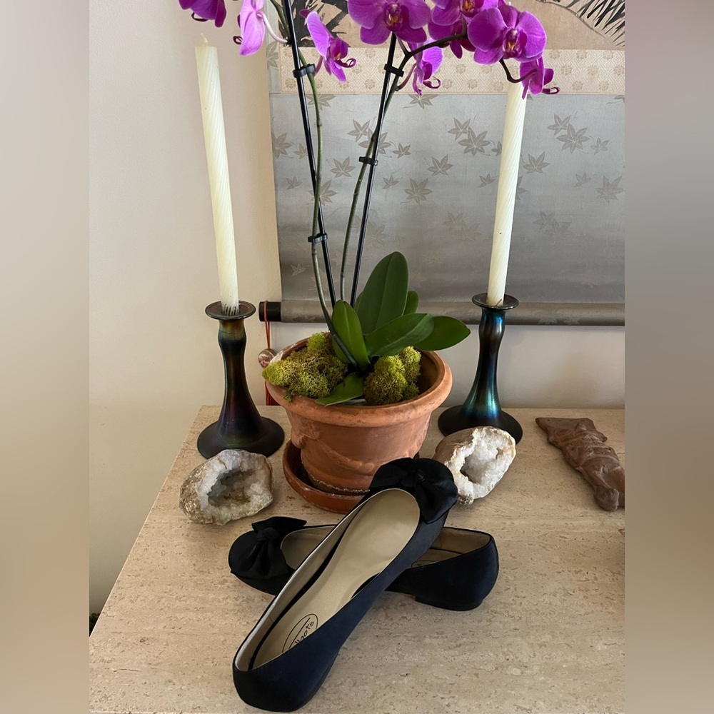 Talbots Elegant Black Flats with Bow
